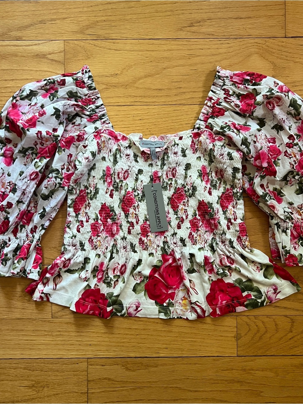 NWT Anthropologie Floral Smocked Cottagecore Blouse